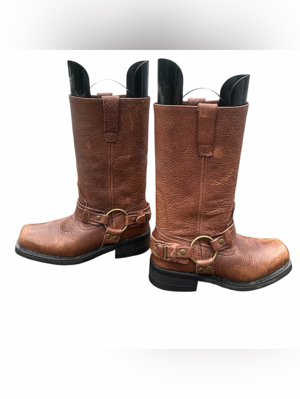 Masterson Brown Leather Harness Square Toe Biker Motorcycle Boots women 6.5